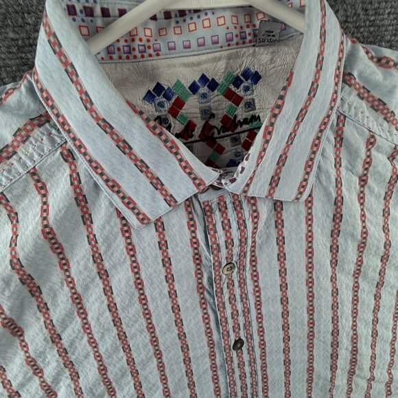 Robert Graham Button Up Shirt Cotton Striped Colorful 2XL Red Blue Woven Spread - Picture 7 of 16